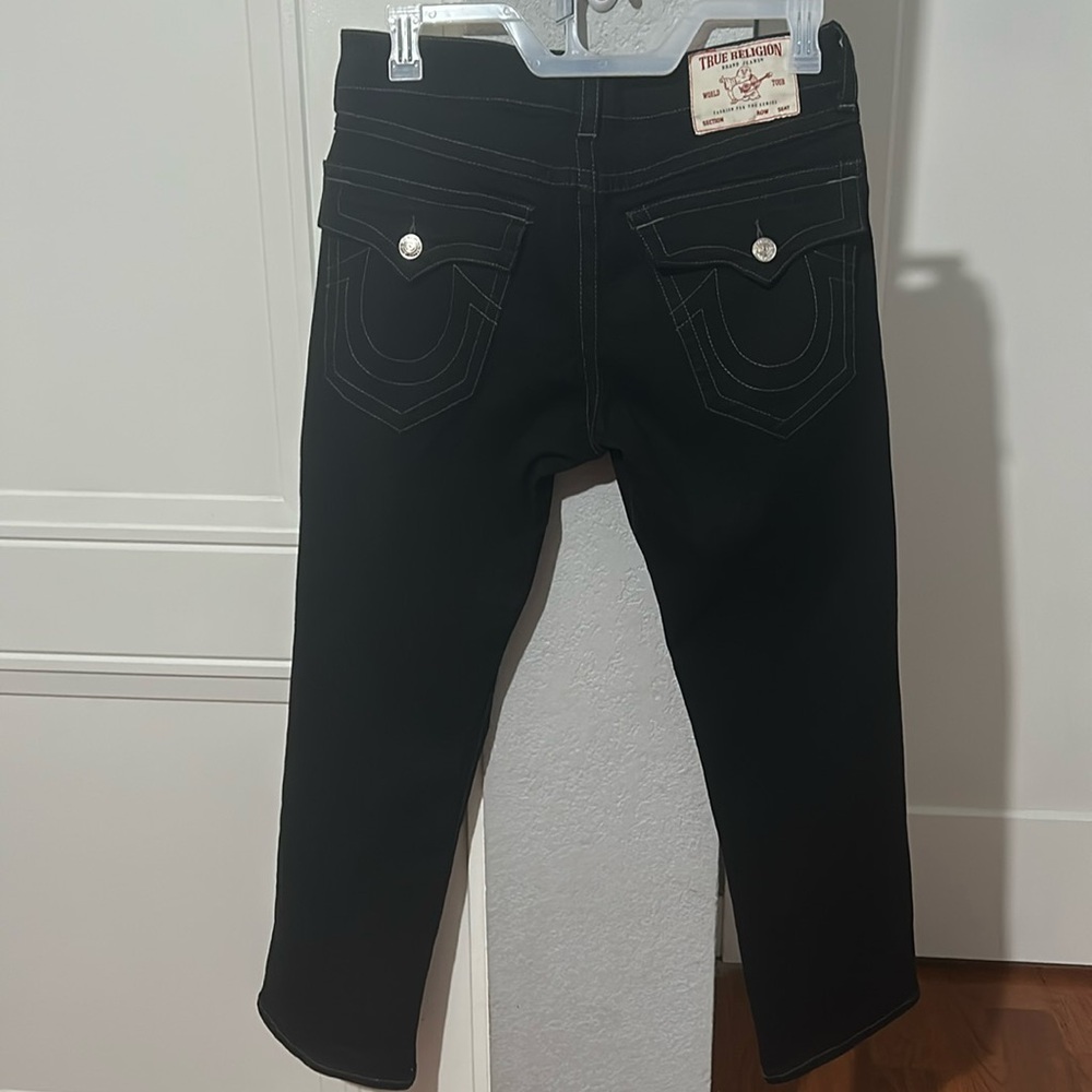 TRUE RELIGION RICKY RELAXED STRAIGHT ALL BLACK JEANS